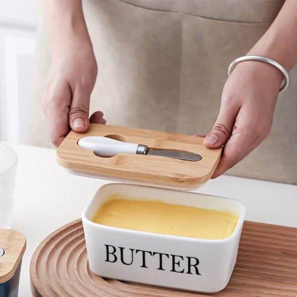 Butter container with knife