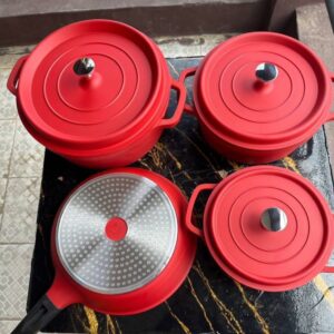 7pcs die cast aluminum pot RED