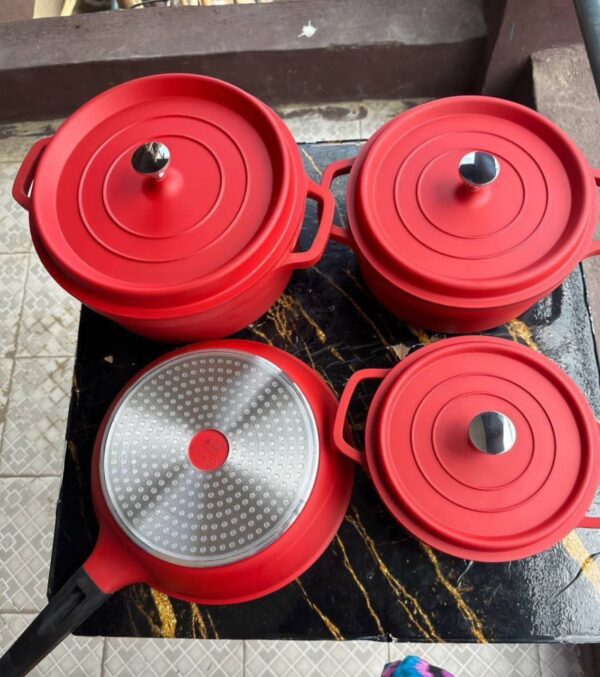 7pcs die cast aluminum pot RED