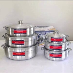 6pcs polished aluminum pot