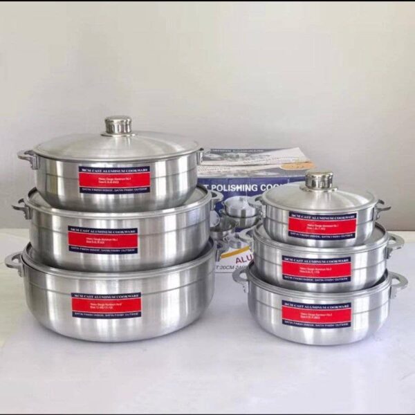 6pcs polished aluminum pot